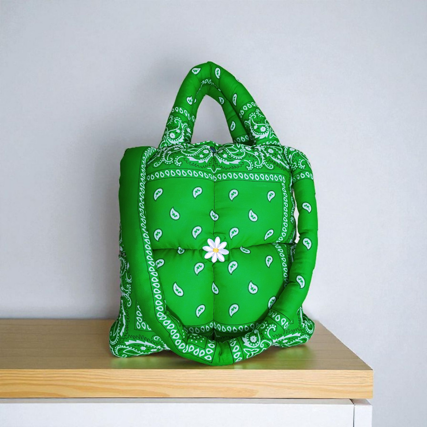 Handmade Bandana Puffer Tote Bag