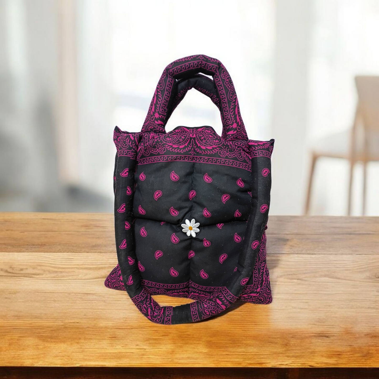 Handmade Bandana Puffer Tote Bag