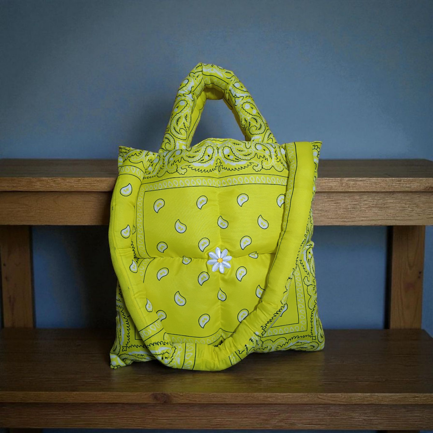 Handmade Bandana Puffer Tote Bag